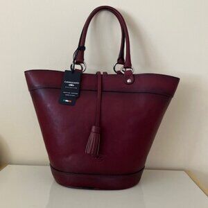 Italian Leather Top Handle Satchel in Bordeaux